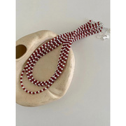 nior.9红玛瑙珍珠珠串项链新年款，手工串珠项链锁骨链毛衣链女