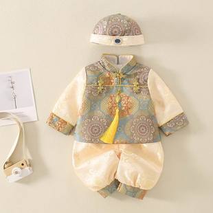 男宝宝一周岁抓周唐装中式礼服，婴儿满月服百天百岁中国风汉服衣服