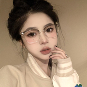 韩版复古高级感半框眼镜女近视可配度数圆脸显瘦素颜眼镜框架男潮