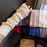 手套百搭护胳膊毛线袖子手臂套针织堆堆半指秋冬季长款袖套