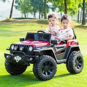 双人儿童电动车小孩四轮遥控汽车，宝宝四驱玩具，车可坐人充电超大号