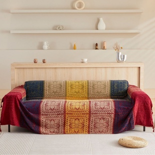 东南亚民族风地中海雪尼尔沙发毯格纹沙发巾床盖桌布全盖沙发罩