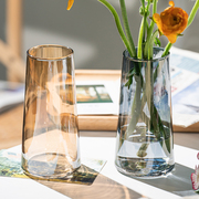 北欧简约INS风轻奢创意幻彩玻璃花瓶水培插花干鲜花摆件客厅餐桌