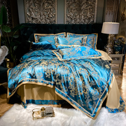 欧式床上用品贡缎四件套被套全棉床单结婚庆床品Q4件套1.8米2