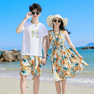 沙滩裙女海边度假超仙情侣装，夏装大码海南三亚泰国旅游穿搭拍照服