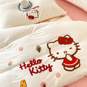 Kitty猫卡通双面牛奶绒四件套冬季床单被套儿童三件套女孩珊瑚绒4