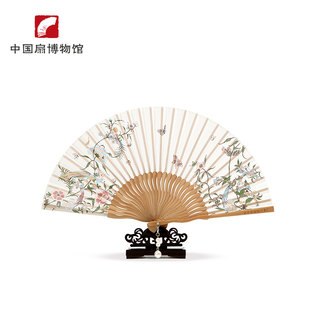 中国扇博物馆花恋女士折扇古典花卉文创古风绢面扇子
