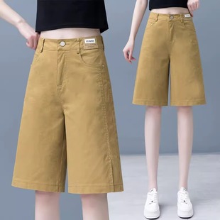 夏季薄款牛仔短裤2023高腰窄版显瘦时尚气质，休闲百搭直筒六分裤女
