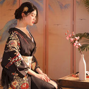 和服浴衣女日式传统四季改良黑色系霸气和风服装日本和服套装