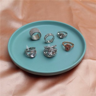日韩风格套装组合镶水钻戒指简约大气潮流宽面时尚指环指圈女