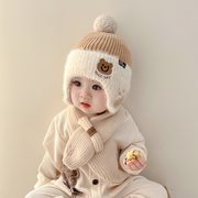 冬季儿童宝宝帽子男童围巾，套装两件套女童，保暖护耳帽婴儿帽子