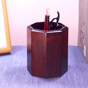大红酸枝笔筒红木桌面收纳筒原木，复古毛笔筒(毛，笔筒)办公桌中式文房四宝