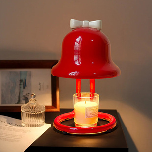 奶油风无火香薰融蜡灯床头卧室红色台灯氛围感装饰蜡烛灯生日礼物