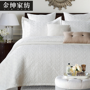 金绅欧式床盖三件套夹棉全棉床单，样板房软装两用空调被绗缝被床盖