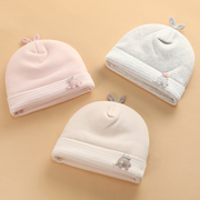 婴儿帽新生儿夹棉保暖胎帽婴幼儿0-3个月加厚无骨棉帽秋冬帽子