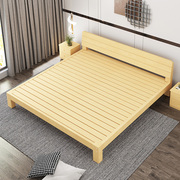 现代简约实木大床卧室木板，拼接床2米2.2m2.4米，加长加宽家用简易床