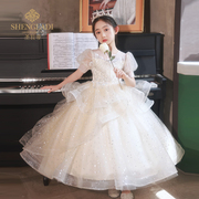 公主裙女童高端礼服，生日宴纱裙儿童主持人钢琴，演奏走秀演出服春季