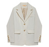 白色小西装外套2024秋大码韩版小众设计英伦风，女士小西服西装外套