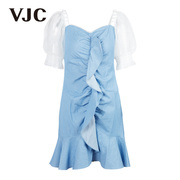 VJC/威杰思春夏女装连衣裙潮流复古时尚甜美减龄气质通勤