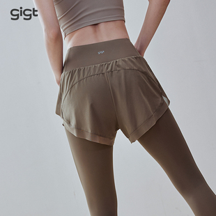 GIGT瑜伽裤春夏薄款透气运动长裤网纱拼接假两件跑步健身裤女