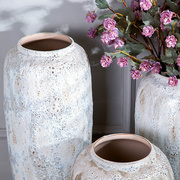 景德镇陶瓷落地花瓶干花白色，泡泡釉简约乡村现代花器欧美套装花瓶