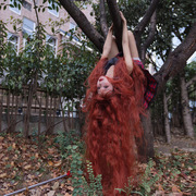 假发女橘红色1米长，长发lolita玉米羊毛卷森系写真，长卷发全头