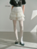 UNOSA原创设计白色蕾丝花边层叠风琴褶百搭裙裤