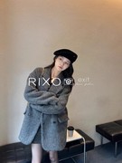 rixoexit法式人字纹毛呢，西装外套小个子，短款高级感加厚羊绒大衣