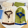 三色巴拉克拉法帽两件套韩国洋气，冬季百搭纽扣手套围脖针织帽子女