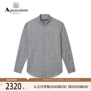 Aquascutum/雅格狮丹春夏格纹男式长袖衬衫Q4965MM011