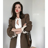 韩版女士小西装设计感小众百搭显瘦长袖咖色西服休闲气质上衣外套