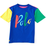 拉夫劳伦poloralphlauren男童装，短袖撞色彩绘，字体运动圆领t恤