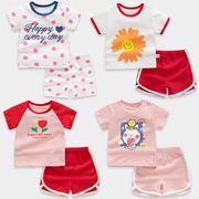 婴儿短袖短裤套装女宝宝纯棉，小孩衣服夏装，儿童女童洋气小童运动装