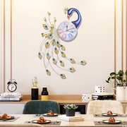 孔雀挂钟客厅家用欧式石英钟北欧钟表静音时钟创意墙上墙面装饰品