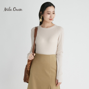 Mila Owen 秋季日系简约纯色圆领针织上衣含羊毛通勤女士打底衫