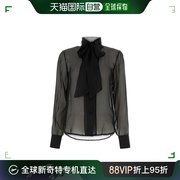 香港直邮hebestudio女士，ava黑色雪纺衬衫h225blsechf