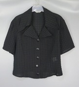 vintage古着90年代女款夏季黑色，纯色短款雪纺，短袖衬衫罩衫