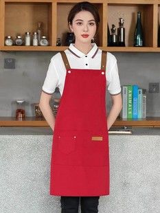 韩版时尚围裙定制logo纯棉防水咖啡奶茶店美甲男女餐厅厨师工作服
