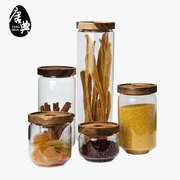  相思木盖玻璃罐 干果杂粮密封罐 多功能透明储物罐