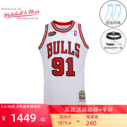 mitchellness复古篮球服97季au球员版nba，公牛队罗德曼球衣男背心