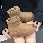 雪地靴女2023年冬季加绒保暖棉鞋，百搭面包靴防滑显瘦弹力短靴