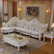 欧式皮沙发组合客厅皮布沙发，转角l型酒店接待沙发，皮配布艺沙发