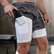 跑步短裤男士可放手机运动专用夏季薄款双层训练透气速干弹力短裤