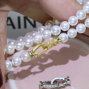 DIY配件 S925纯银珍珠项链扣 手工串珠手链搭扣 半成品饰品银扣