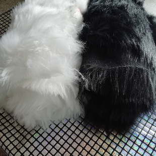 4厘米长毛皮布料4cm黑色白色人造长毛绒柜台布玩具毛领狗垫布面料