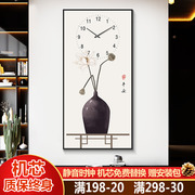 新中式客厅挂钟现代简约时尚家用卧室餐厅免打孔静音钟表挂墙时钟