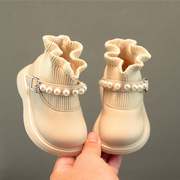 女童鞋秋冬款2023公主，鞋马丁靴1一3岁软底，公主皮婴儿靴小童女