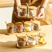 日式玻璃调料罐组合套装厨房，家用调味盒瓶子有盖佐料味精盐罐收纳