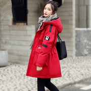 高品质羽绒服女2023冬季中长款男女同款中国红青年女加厚外套