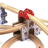 三层车站隧道山洞木质火车轨道，配件积木拼装益智儿童玩具兼容米兔
